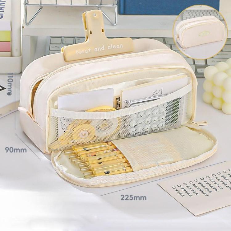 Double Layer Large Capacity Pen Pouch Simple Stationery Box For Students