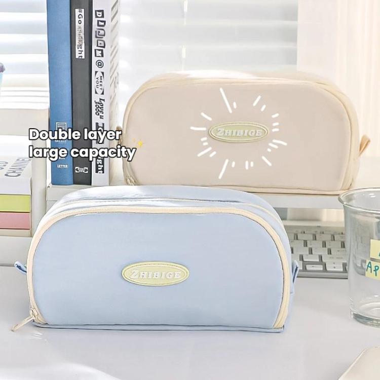 Double Layer Large Capacity Pen Pouch Simple Stationery Box For Students