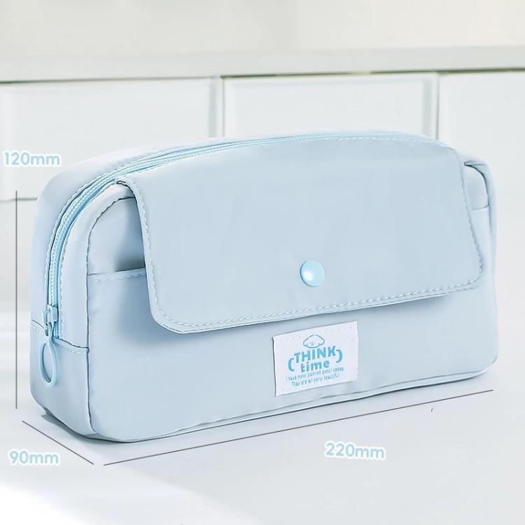 Large Capacity Flip Top Pen Pouch Pencil Stationery Box With Snap Zipper
