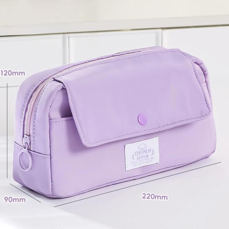 Large Capacity Flip Top Pen Pouch Pencil Stationery Box With Snap Zipper