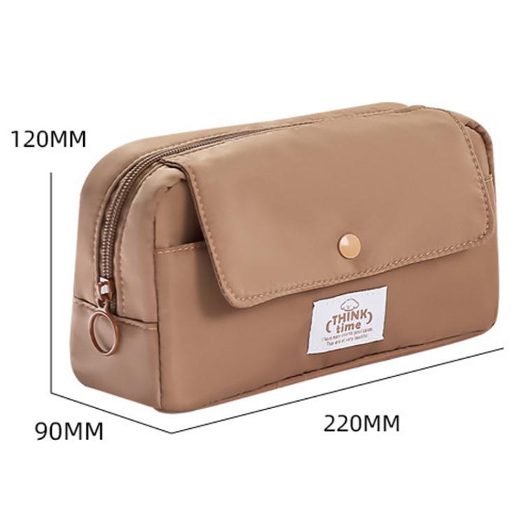 Large Capacity Flip Top Pen Pouch Pencil Stationery Box With Snap Zipper