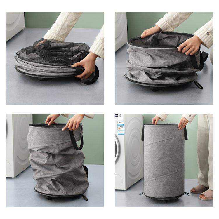 Foldable Rolling Laundry Hamper with Wheels & Straps Large Capacity Collapsible Clothes Basket