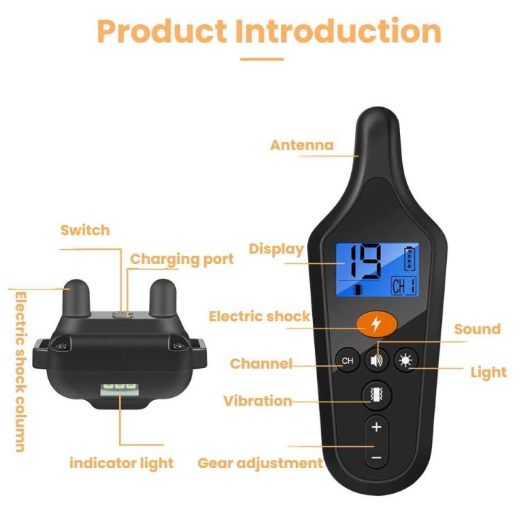 Remote Control Dog Training Device With Electric Shock Collar - One To One