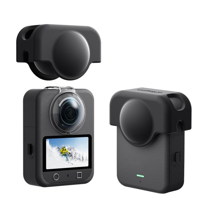 For DJI Osmo 360 aMagisn Silicone Lens Cap Anti-scratch Lens Protective Case - Black