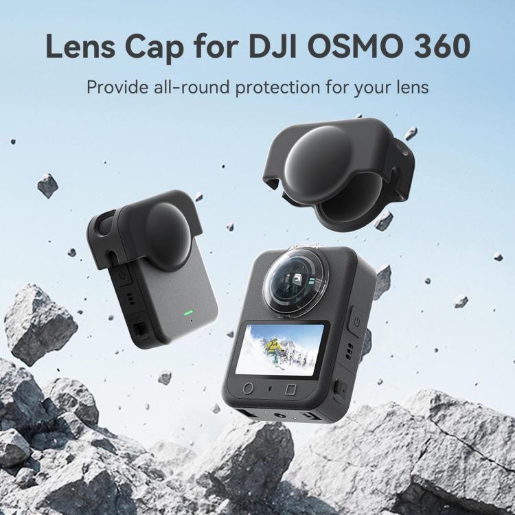For DJI Osmo 360 aMagisn Silicone Lens Cap Anti-scratch Lens Protective Case - Black