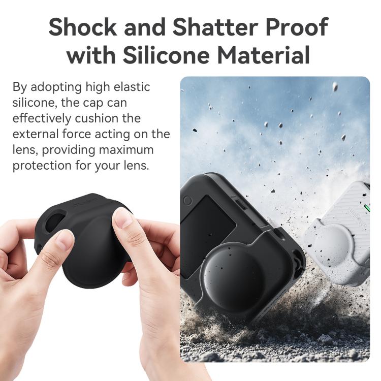 For DJI Osmo 360 aMagisn Silicone Lens Cap Anti-scratch Lens Protective Case - Black
