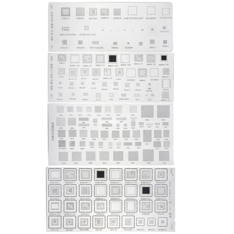 Kaisi 4pcs Solder Paste Stencil Universal Mobile Phone BGA Reballing Stencils 55 Multi-Purpose Steel Mesh, Model: A482+A467+A508