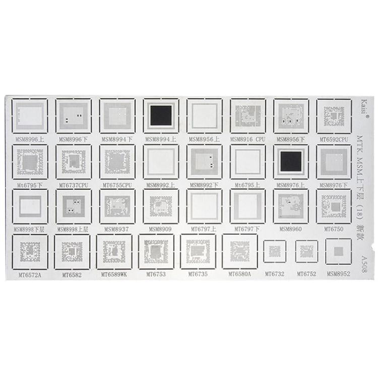 Kaisi 4pcs Solder Paste Stencil Universal Mobile Phone BGA Reballing Stencils 55 Multi-Purpose Steel Mesh, Model: A482+A467+A508