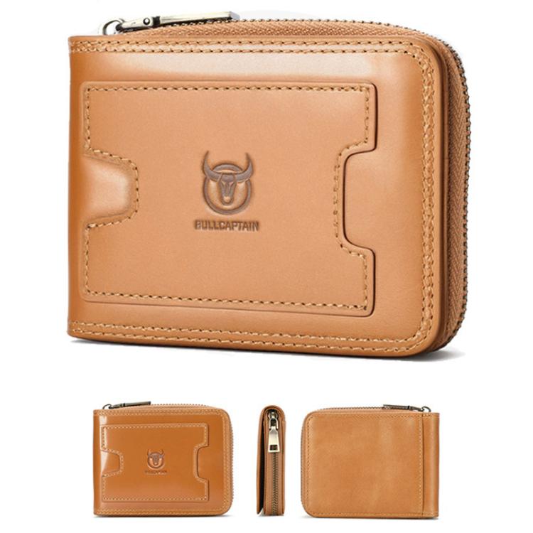 BULL 235 CAPTAIN 2 Fold Zipper Leather Wallet RFID Multi-Functional Card Holder