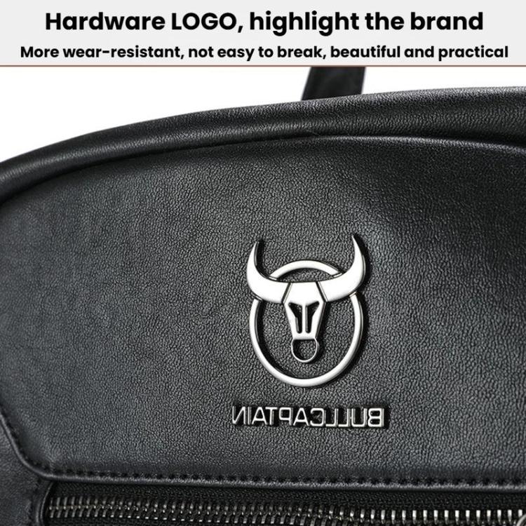BULL CAPTAIN 606 Men Retro Leather Backpack Multi-Functional Laptop Bag - Black