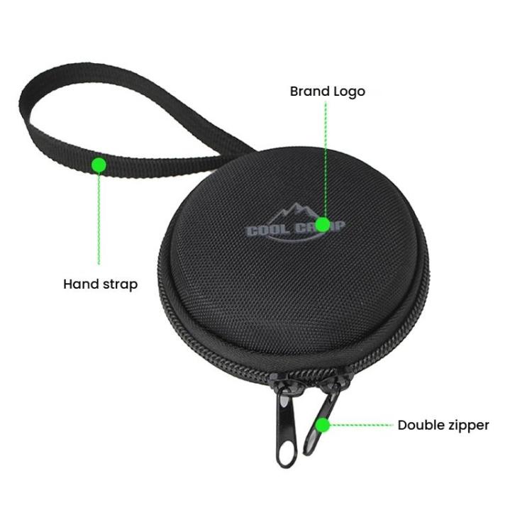 COOL CAMP CF-3023 Round Zipper Coin Pouch Portable Headphone Storage Case For Outdoor Camping