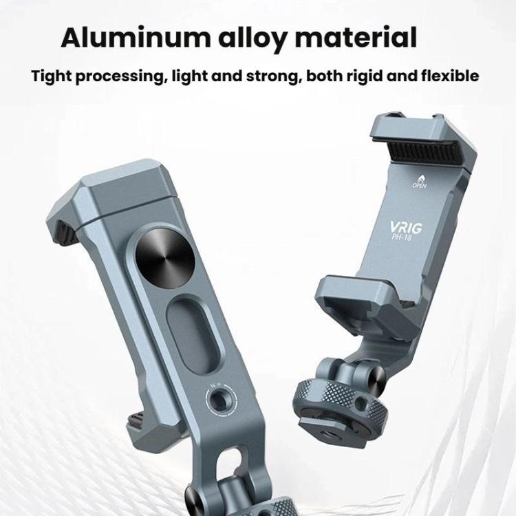 VRIG PH-18 Aluminum Alloy Dual-Head Cold Shoe Phone Mount With Dual 1/4 inch Screw Holes For Horizontal/Vertical Tilting Shooting