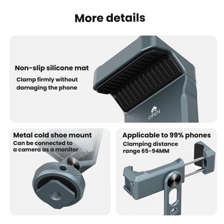 VRIG PH-18 Aluminum Alloy Dual-Head Cold Shoe Phone Mount With Dual 1/4 inch Screw Holes For Horizontal/Vertical Tilting Shooting