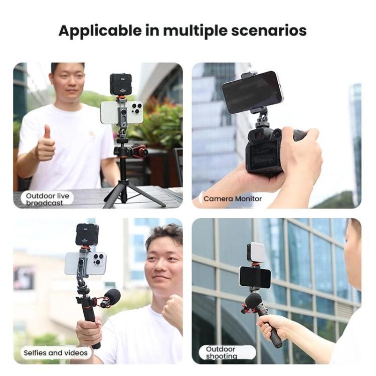 VRIG PH-18 Aluminum Alloy Dual-Head Cold Shoe Phone Mount With Dual 1/4 inch Screw Holes For Horizontal/Vertical Tilting Shooting