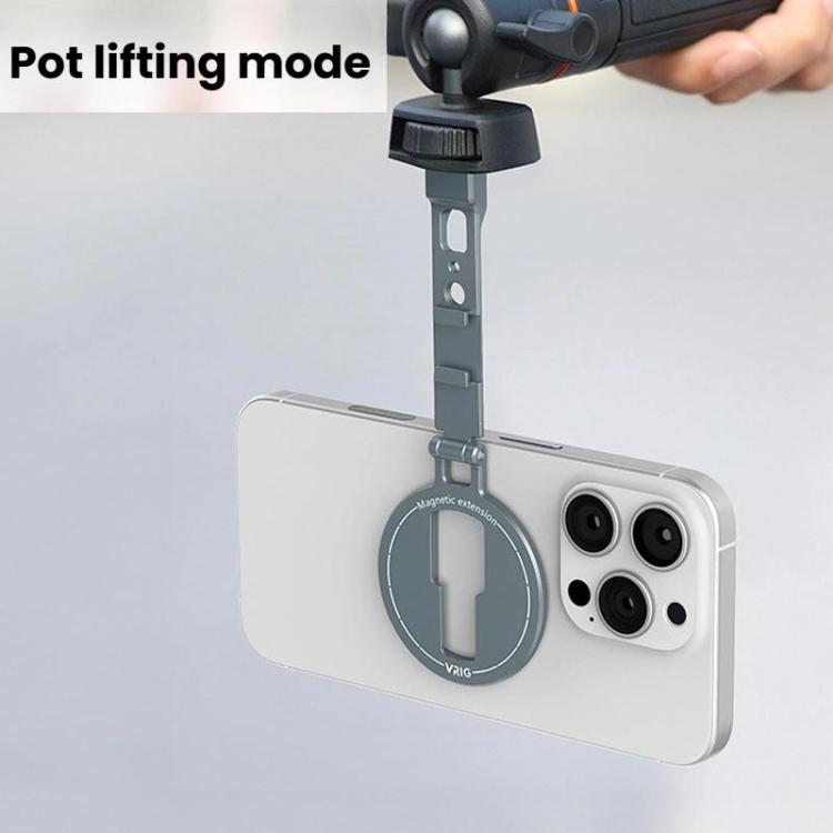 VRIG MG-32 Aluminum Alloy Magsafe Magnetic Folding Dual Cold Shoe 1/4 Inch Screw Hole Extension Smartphone Mount