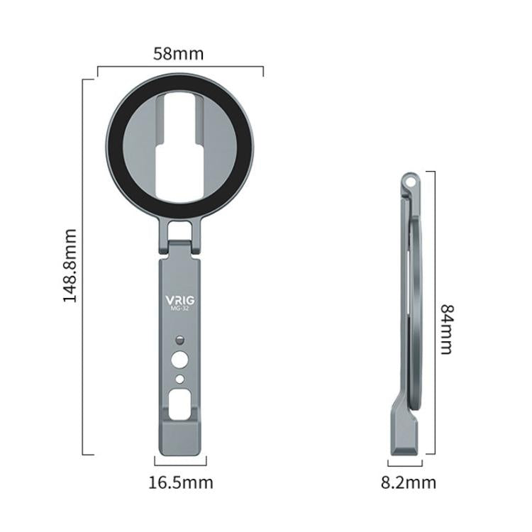 VRIG MG-32 Aluminum Alloy Magsafe Magnetic Folding Dual Cold Shoe 1/4 Inch Screw Hole Extension Smartphone Mount