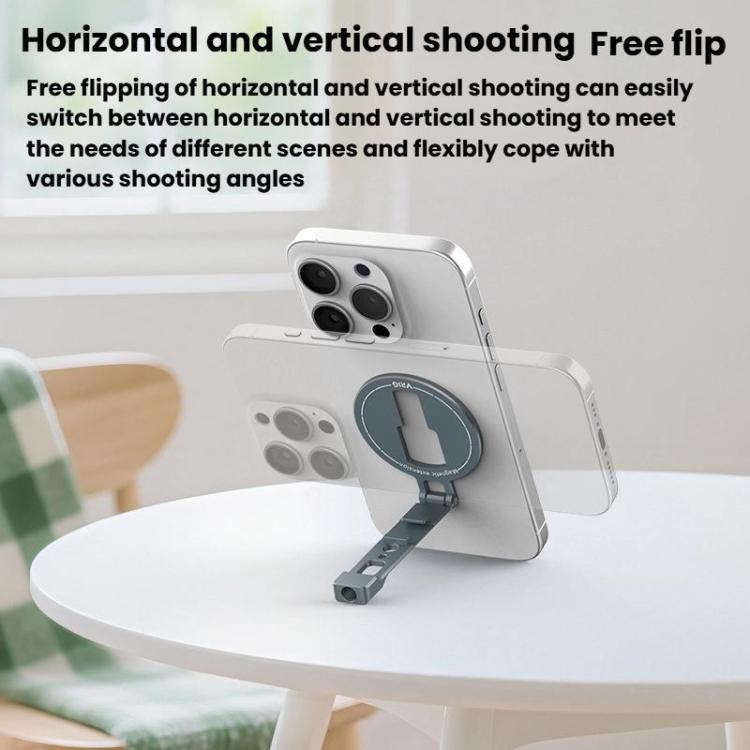 VRIG MG-32 Aluminum Alloy Magsafe Magnetic Folding Dual Cold Shoe 1/4 Inch Screw Hole Extension Smartphone Mount