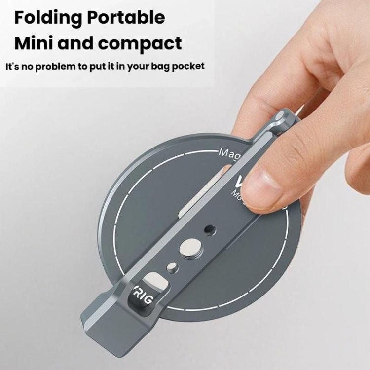 VRIG MG-32 Aluminum Alloy Magsafe Magnetic Folding Dual Cold Shoe 1/4 Inch Screw Hole Extension Smartphone Mount