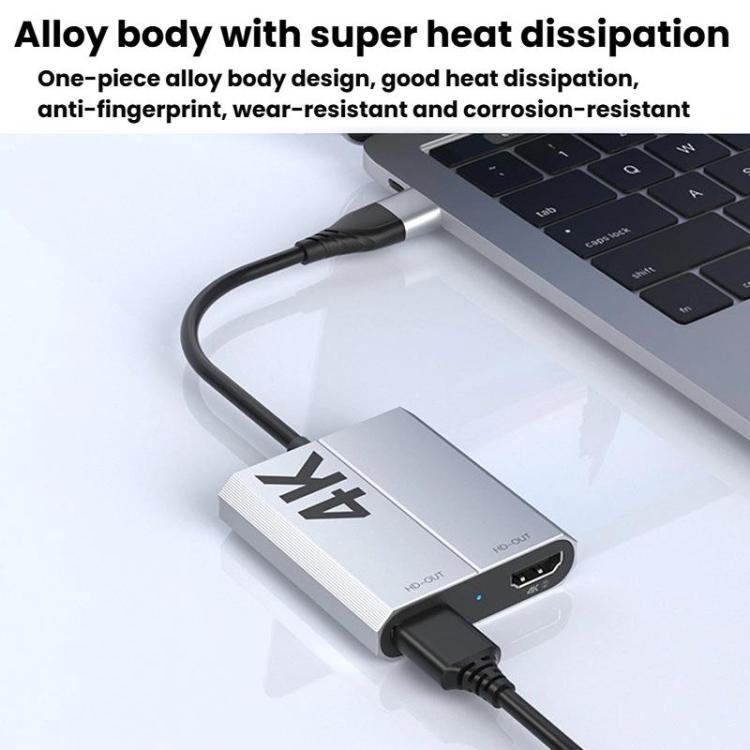 USB3.0+Type-C To Dual HDMI Extender 4K 60HZ Dual Screen Heterodyne HD Video Converter, Size: 25cm - Silver Gray