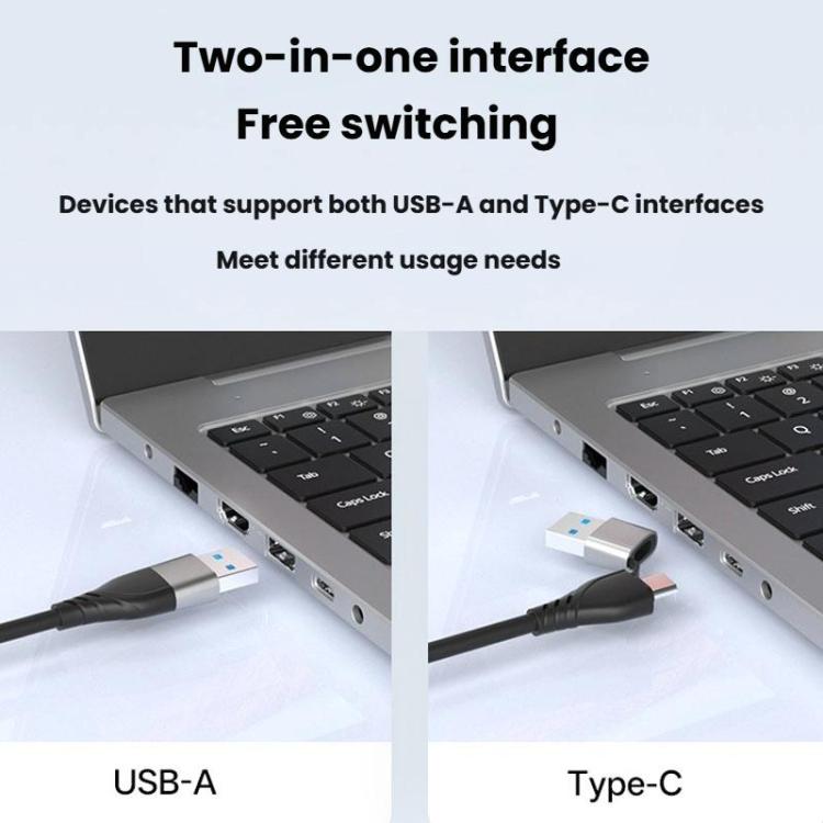 USB3.0+Type-C To Dual HDMI Extender 4K 60HZ Dual Screen Heterodyne HD Video Converter, Size: 25cm - Silver Gray