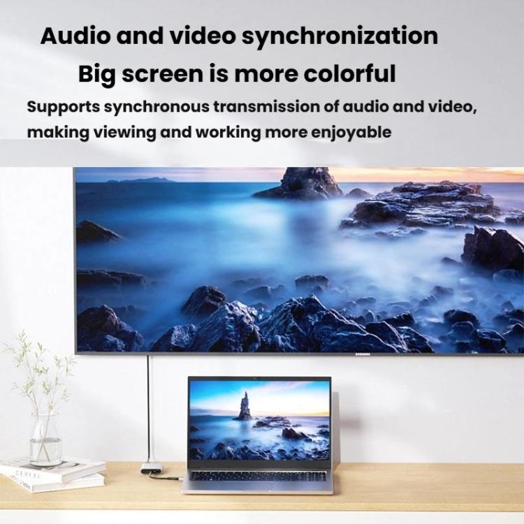 USB3.0+Type-C To Dual HDMI Extender 4K 60HZ Dual Screen Heterodyne HD Video Converter, Size: 25cm - Silver Gray