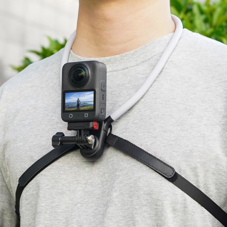 Flymile FLY038 Magnetic Quick-Release Neck Mount for Action Cameras Anti-Shock Stabilized Chest Harness with Air Cushion - Black