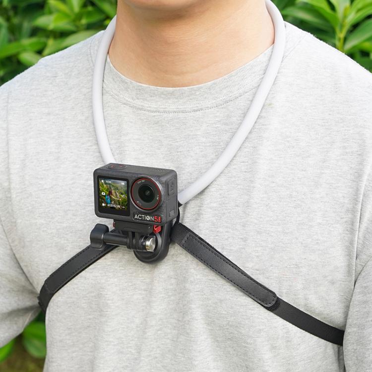 Flymile FLY038 Magnetic Quick-Release Neck Mount for Action Cameras Anti-Shock Stabilized Chest Harness with Air Cushion - Black