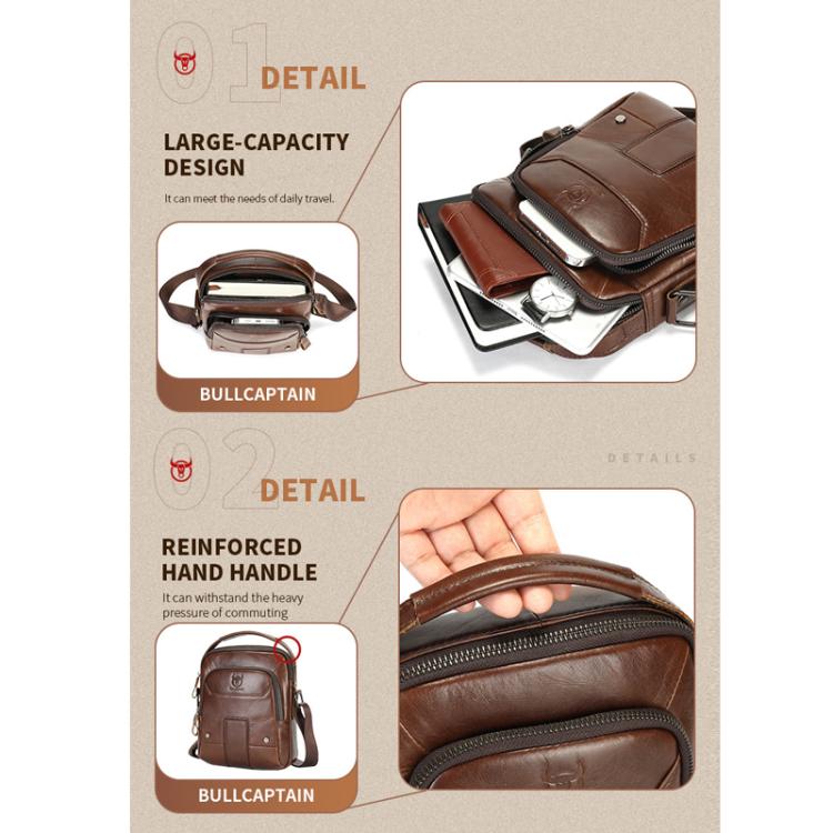 BULL CAPTAIN Vintage Men Genuine Leather Tablet Shoulder Bag