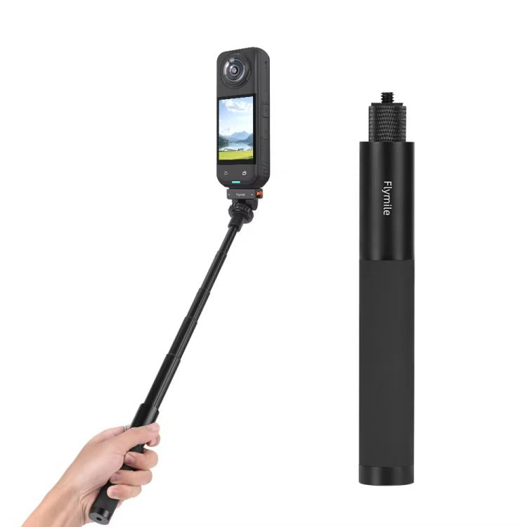 Flymile 16.5-73.5cm Mini Invisible Selfie Stick for Panoramic Cameras Anti-Shake Metal Pole Pocket-Friendly Extendable Selfie Monopod - Black