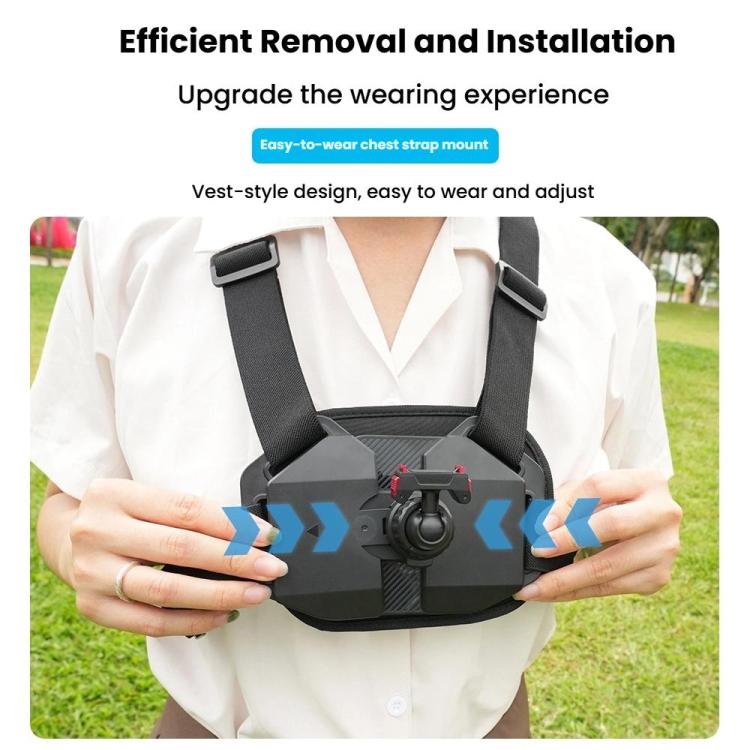 Universal Magnetic Quick-Release Chest Mount Harness For Action Cameras POV Hands-Free Recording - Black