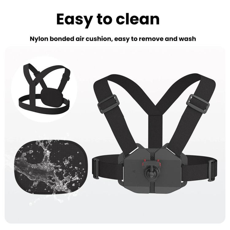 Universal Magnetic Quick-Release Chest Mount Harness For Action Cameras POV Hands-Free Recording - Black