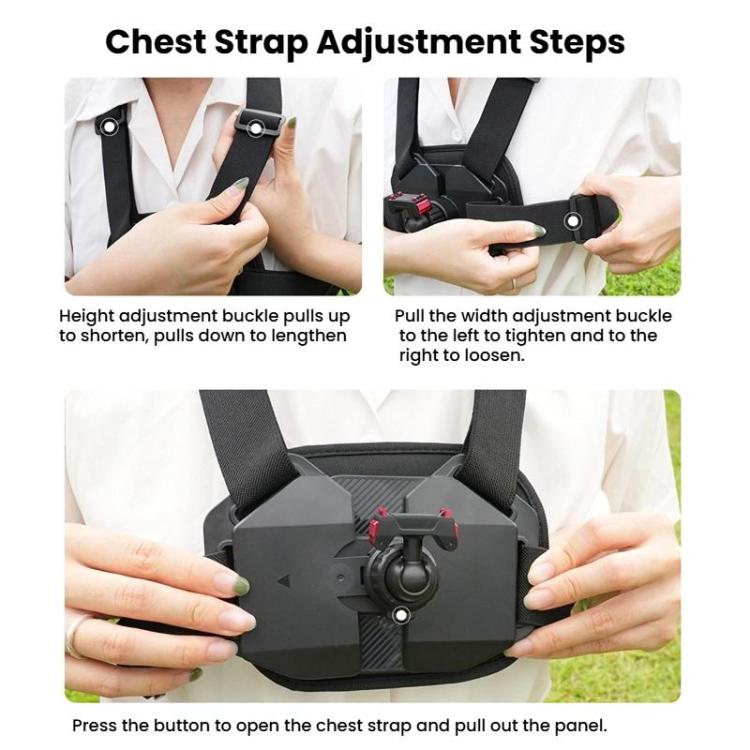 Universal Magnetic Quick-Release Chest Mount Harness For Action Cameras POV Hands-Free Recording - Black