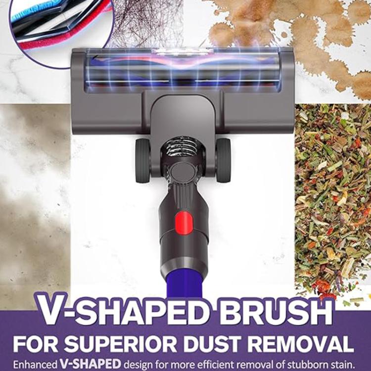 For Dyson V7 / V8 / V10 / V11 / V15 Vacuum Cleaner Electric Floor Brush With LED Light Soft Plush V Roller Brush - With Bird Brush
