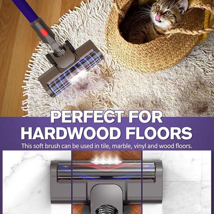 For Dyson V7 / V8 / V10 / V11 / V15 Vacuum Cleaner Electric Floor Brush With LED Light Soft Plush V Roller Brush - With Bird Brush