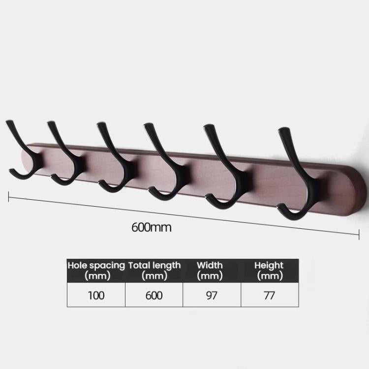 Hole-Free Clothes Hook Wall Wardrobe Clothes Hook 6 Hooks Black