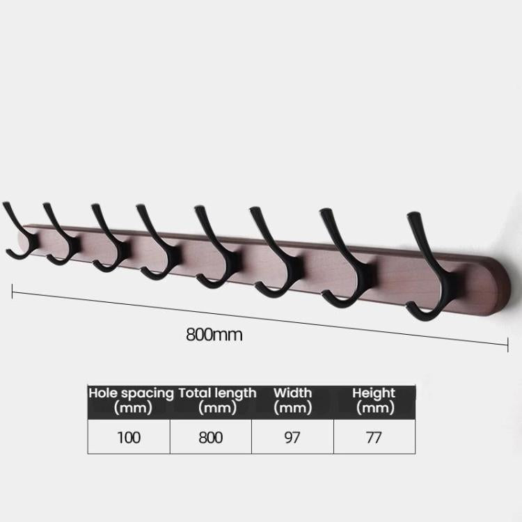 Hole-Free Clothes Hook Wall Wardrobe Clothes Hook 8 Hooks Black