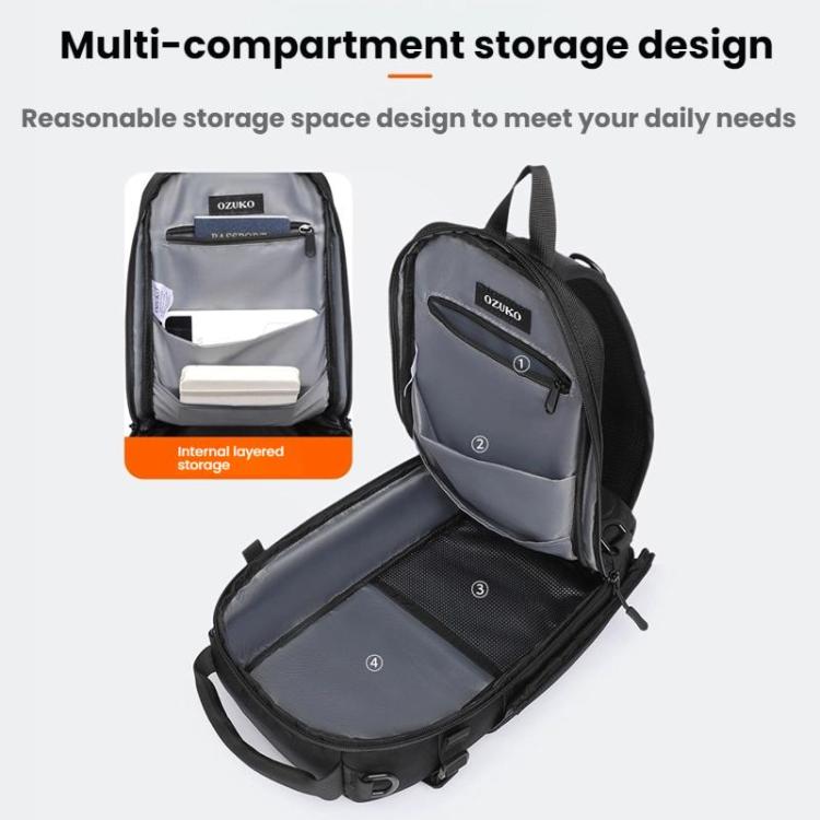 OZUKO Men Multifunctional Waterproof Crossbody Bag