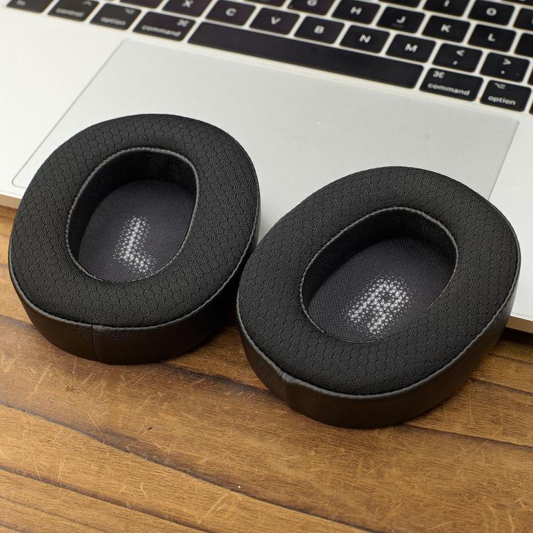 For JBL E55BT 1pair Replacement Earpads Protein Leather & Soccer-Inspired Mesh Combo Ear Cushions - Black