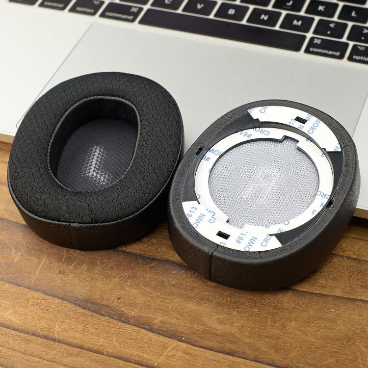 For JBL E55BT 1pair Replacement Earpads Protein Leather & Soccer-Inspired Mesh Combo Ear Cushions - Black