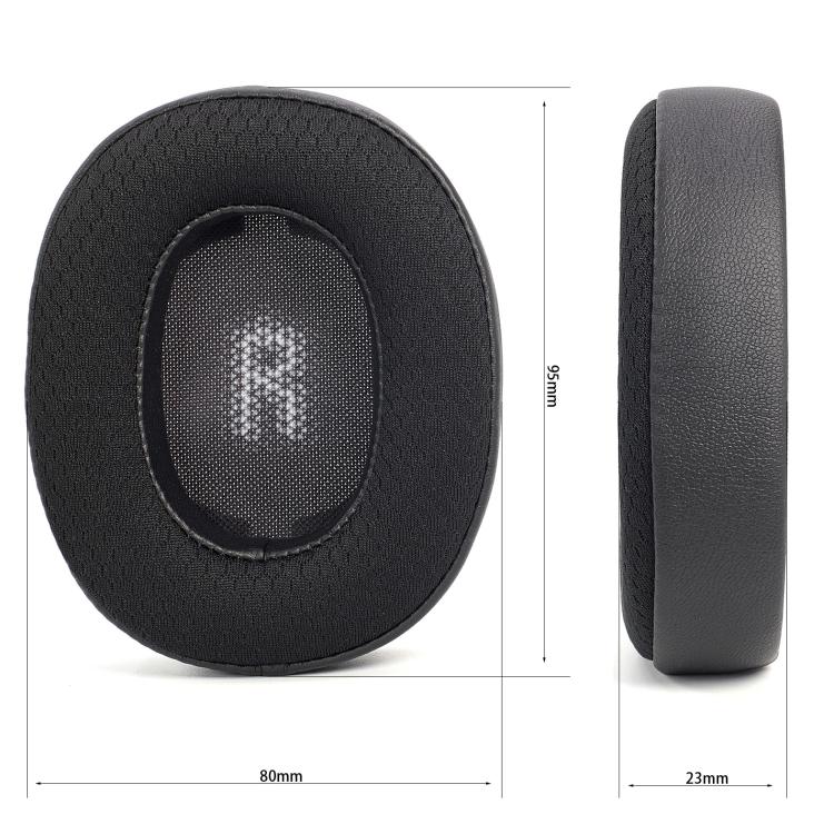 For JBL E55BT 1pair Replacement Earpads Protein Leather & Soccer-Inspired Mesh Combo Ear Cushions - Black
