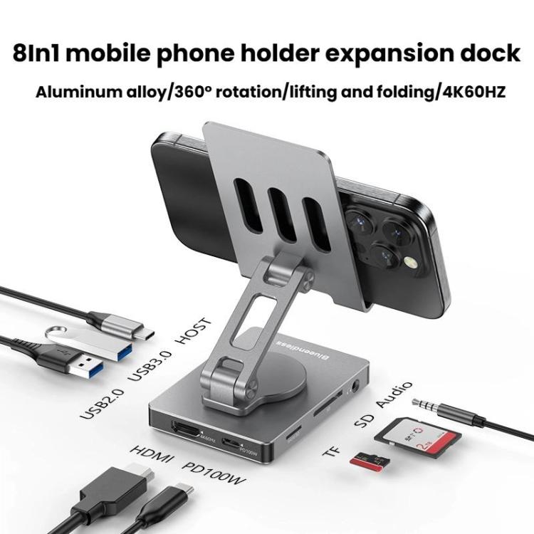 Blueendless ST803 Phone Rotating Stand Docking Station, Spec: 8 In 1