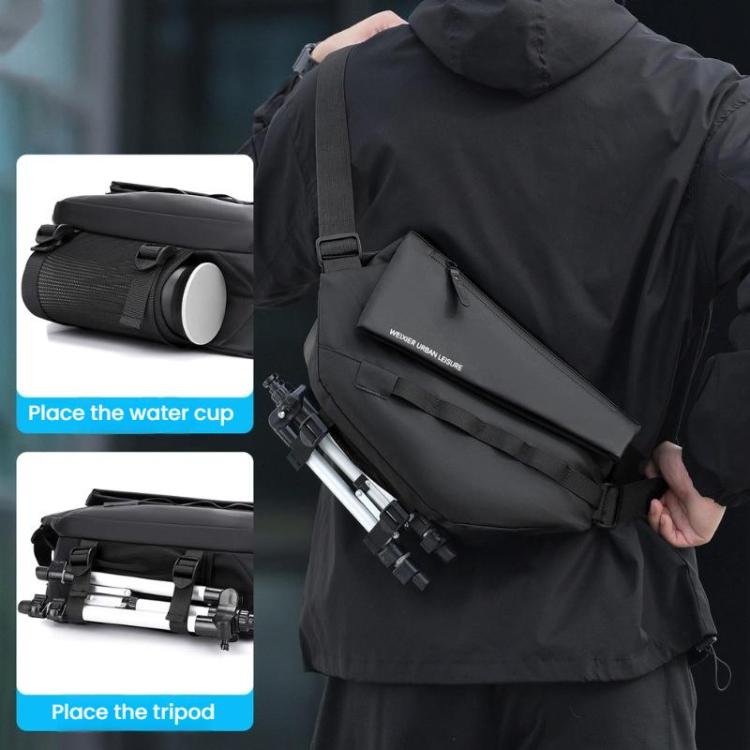 WEIXIER D897 Men Crossbody Bag With Magnetic Buckle Commuter Messenger Bag - Grey