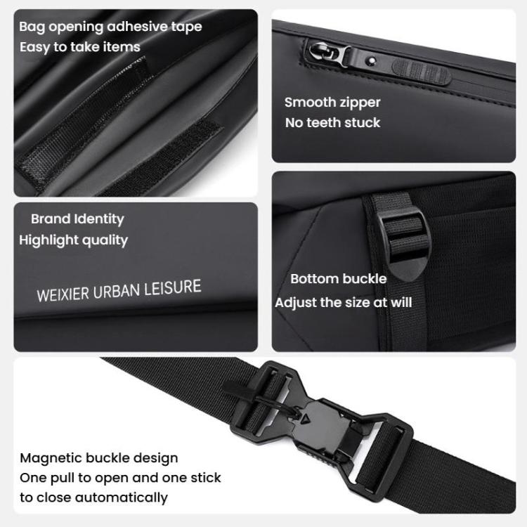 WEIXIER D897 Men Crossbody Bag With Magnetic Buckle Commuter Messenger Bag - Black