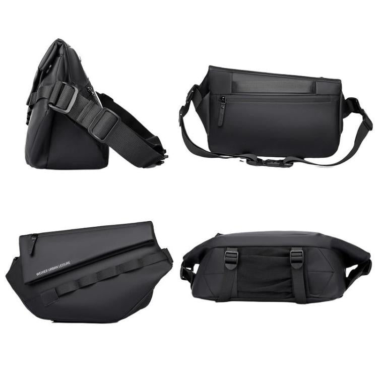 WEIXIER D897 Men Crossbody Bag With Magnetic Buckle Commuter Messenger Bag - Black
