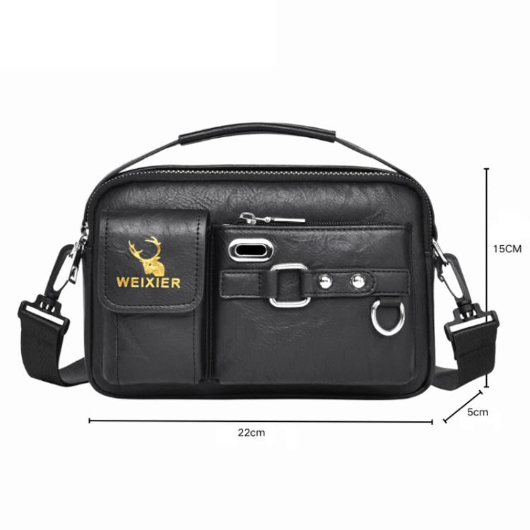 WEIXIER D898 Multi-Functional Men Crossbody Bag Portable Commuter Shoulder Bag, Spec: Plain Weave Black