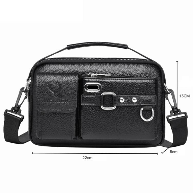 WEIXIER D898 Multi-Functional Men Crossbody Bag Portable Commuter Shoulder Bag, Spec: Lychee Grain Black