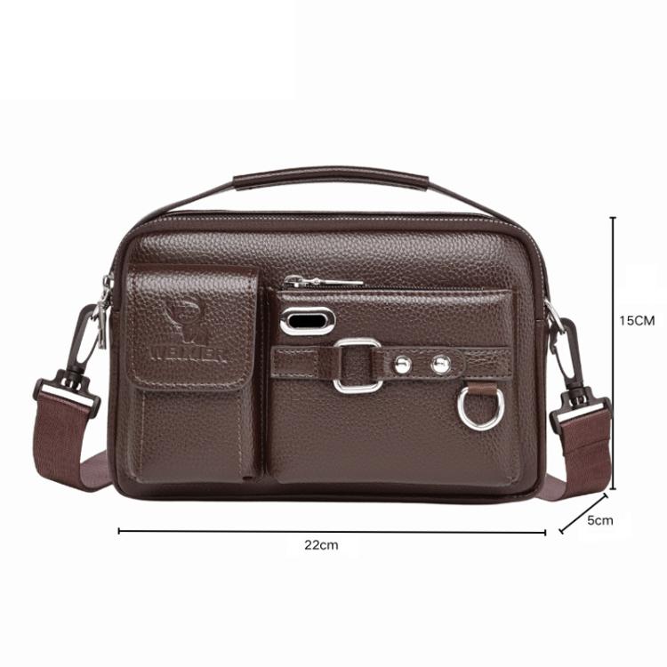 WEIXIER D898 Multi-Functional Men Crossbody Bag Portable Commuter Shoulder Bag, Spec: Lychee Grain Brown