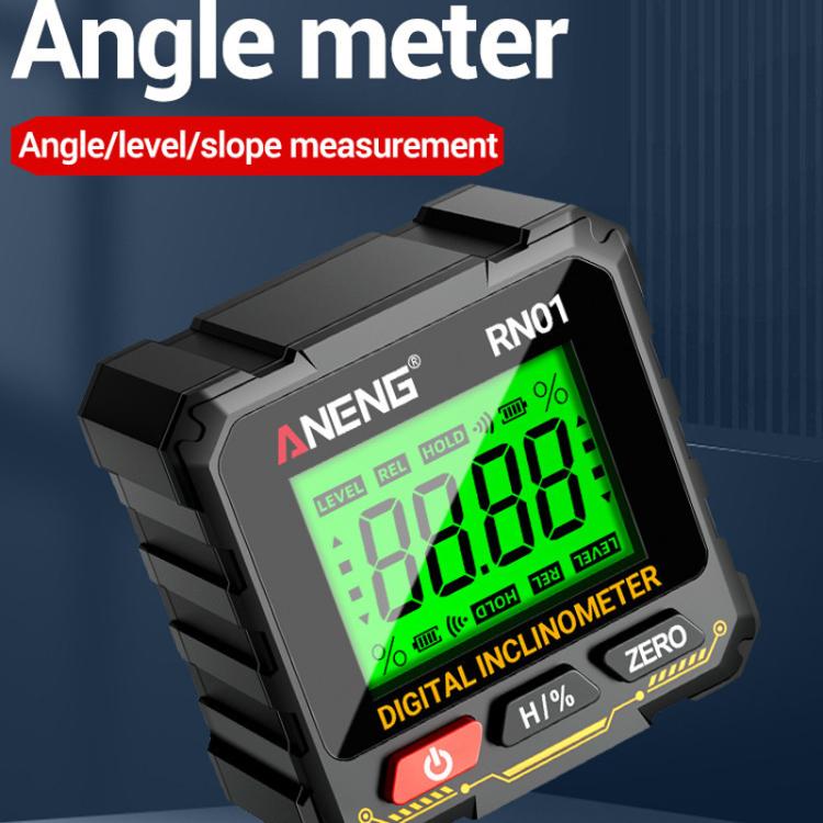 ANENG RN01 Digital Inclinometer Precision Angle Finder With 4-Sided Magnet & Auto-Rotate Screen - Black