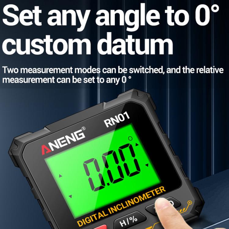 ANENG RN01 Digital Inclinometer Precision Angle Finder With 4-Sided Magnet & Auto-Rotate Screen - Black