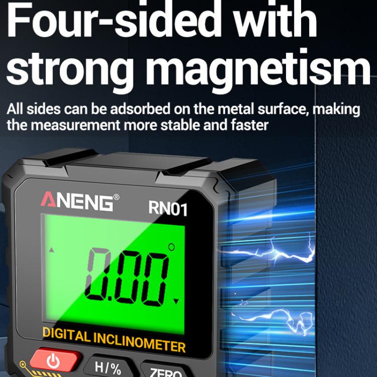 ANENG RN01 Digital Inclinometer Precision Angle Finder With 4-Sided Magnet & Auto-Rotate Screen - Black